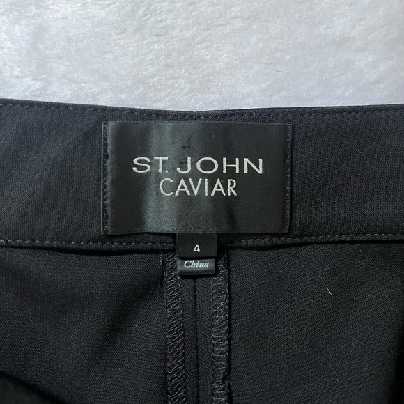 St. John Diana Wool Straight Leg Pants Size 4 Black Workwear Career - Picture 12 of 17